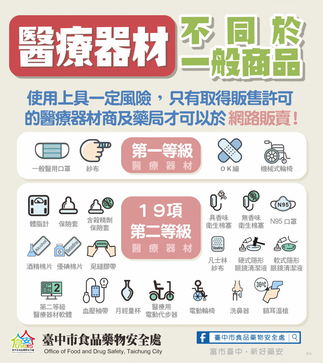 醫療器材不同於一般商品，只有醫療器材商及藥局才可以於網路販賣