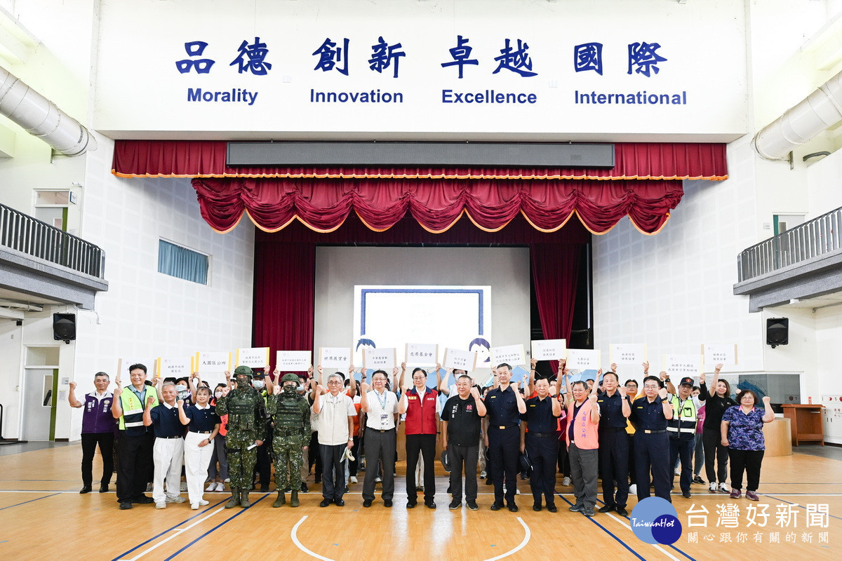 桃園市長張善政出席北區「2025城鎮韌性（防空）演習」。<br />
