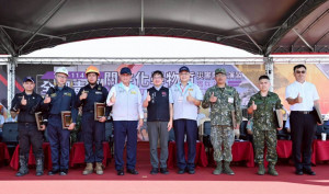 桃園市政府在蘆竹區舉辦「114年度全國毒性及關注化學物質災害防救實兵演練」。