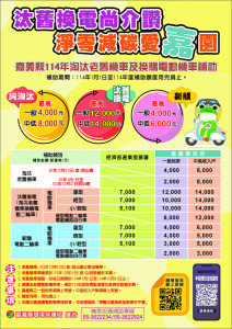 嘉義縣再啟動補助淘汰老舊機車300萬／嘉義縣府提供