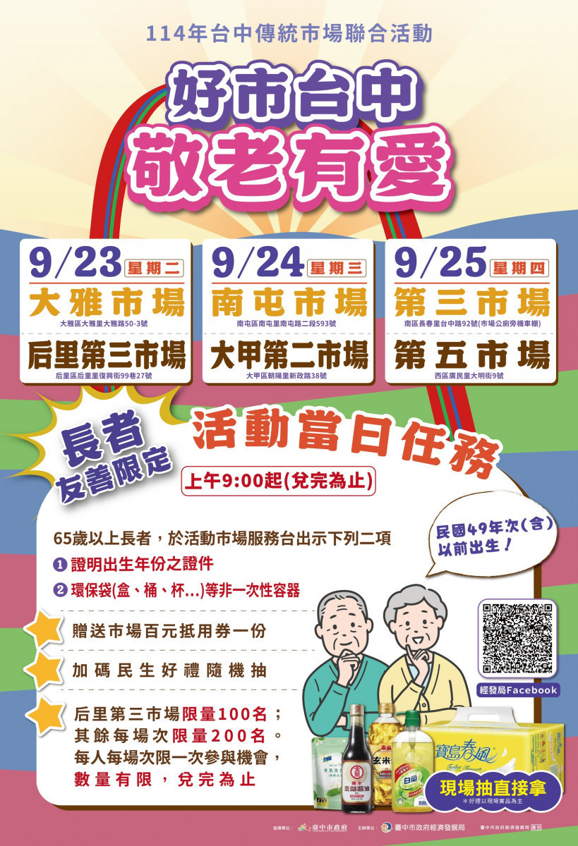 市府經發局在全市10處市場辦「傳統市場聯合活動」。