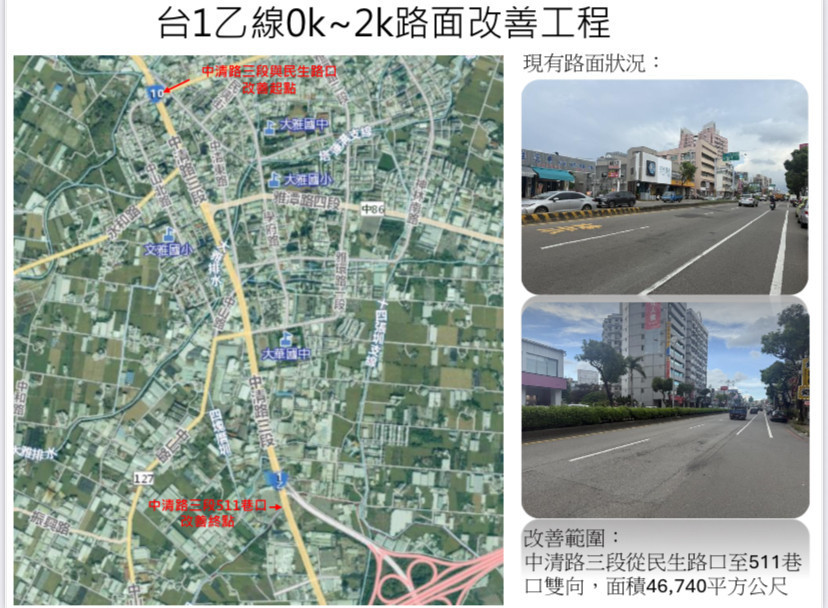 台1乙線OK~2K路面改善工程。