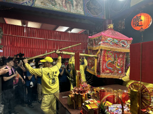 白沙屯媽祖傍晚停駕在慶興宮。（記者扶小萍攝）