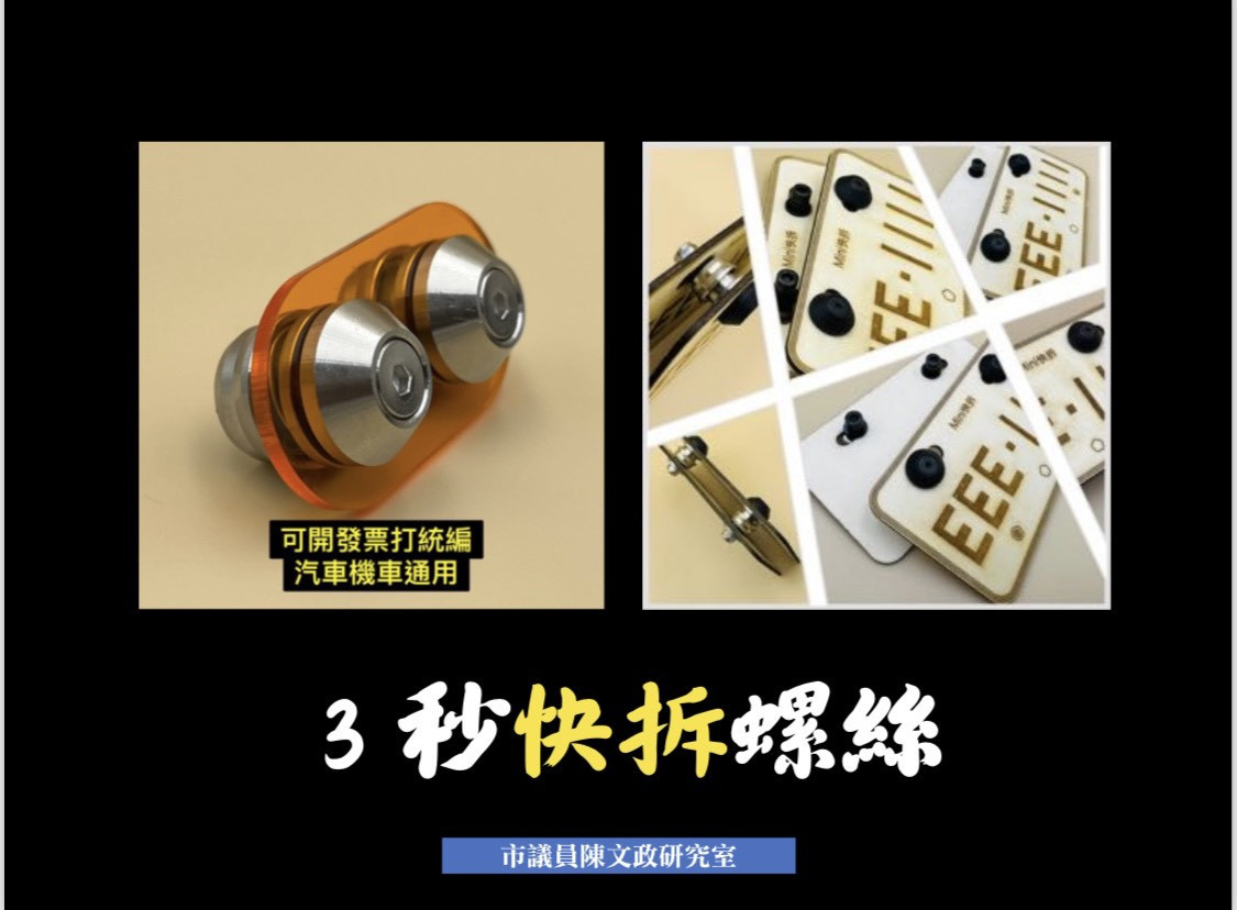 議員質疑有民眾利用快拆螺絲拆下車牌，藉此規避停車費，長佔車位卻不用支付一毛錢。