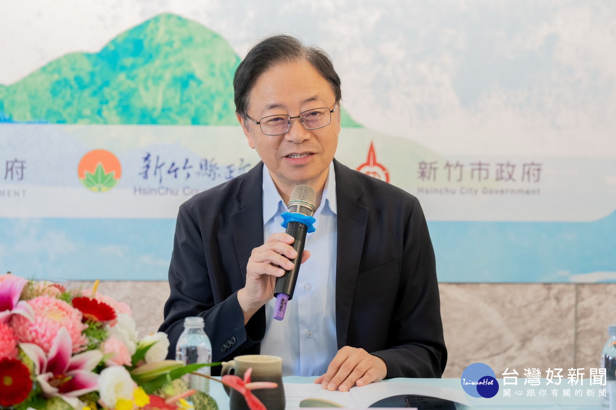 桃園市長張善政於桃竹竹苗4首長會議中致詞。<br />
