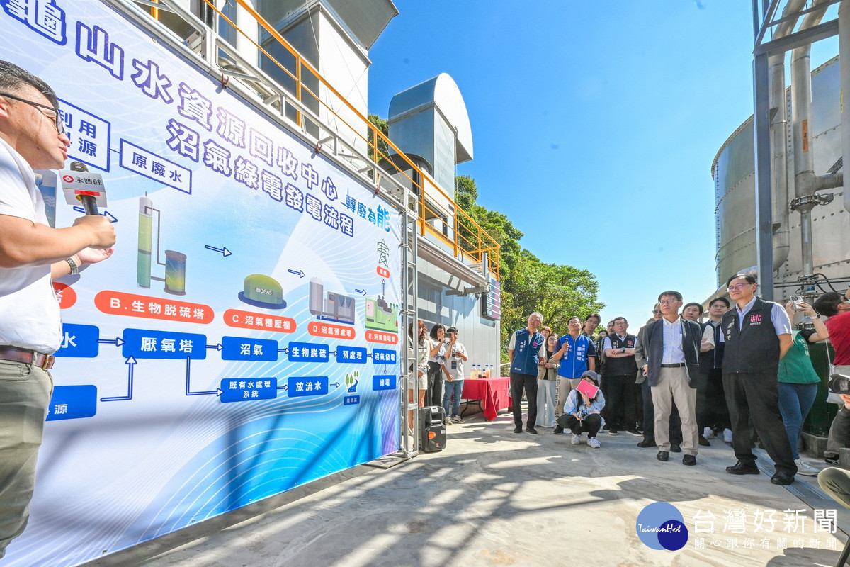 桃園市長張善政聽取「龜山水資源回收中心」簡報。<br />
