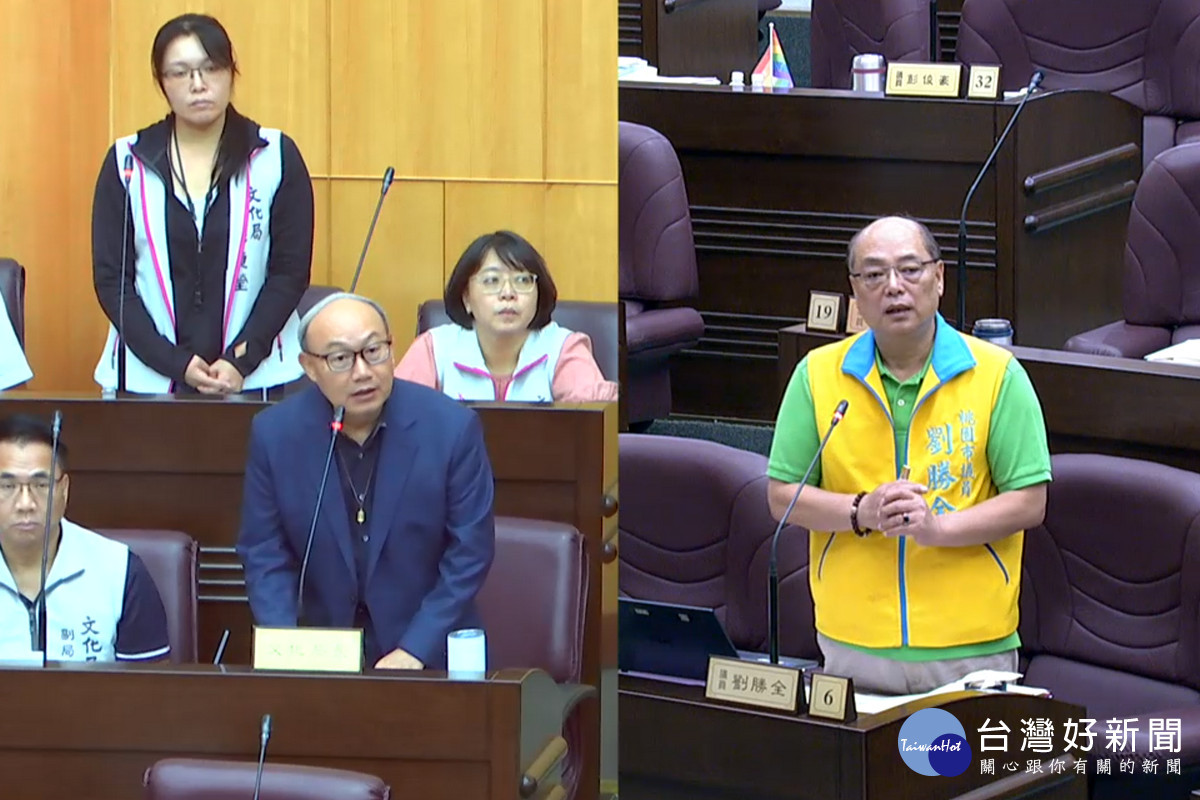 針對「南崁兒童藝術村」營運管理，桃園議市員劉勝全質詢文化局長邱正生。