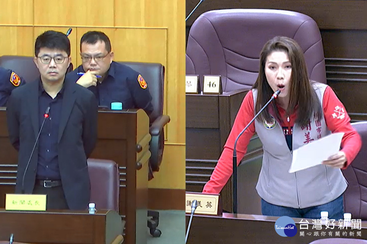 針對城市行銷，桃園市議員謝美英質詢新聞處長羅楚東。