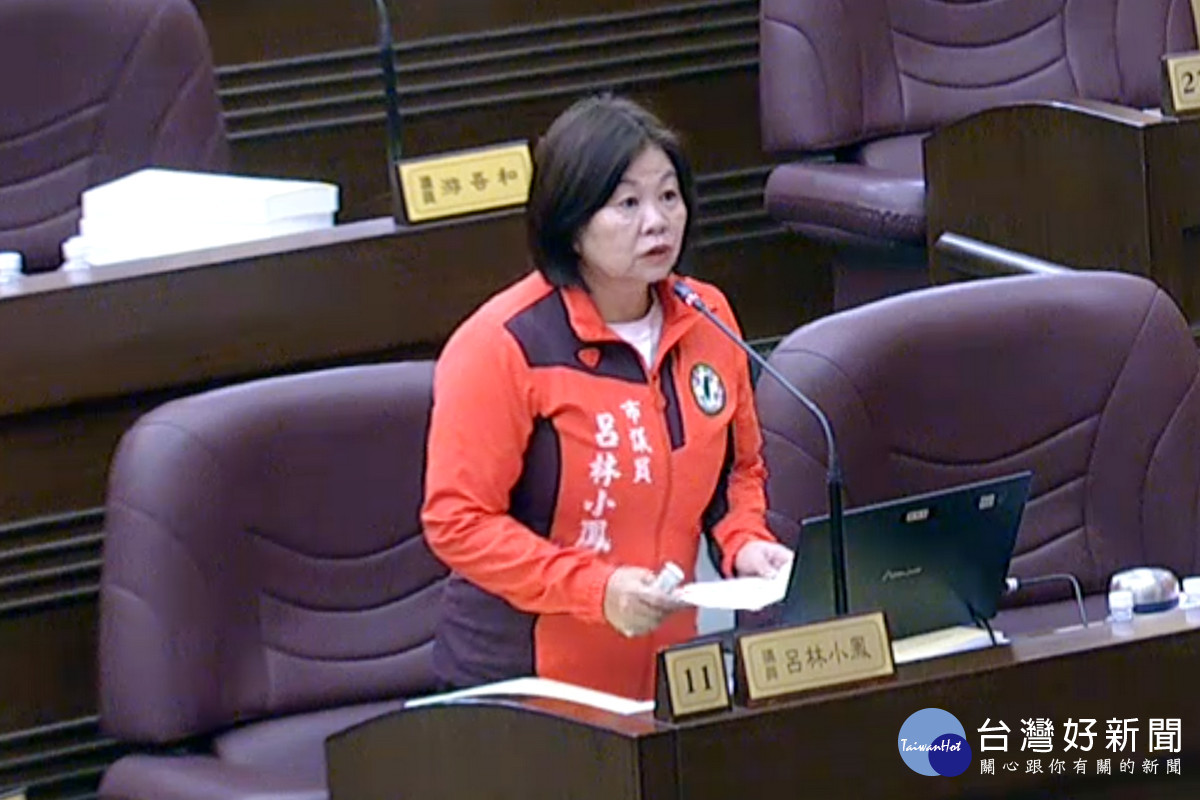 針對市政建設議題，桃園市議員呂林小鳳於議事堂進行質詢。<br />
