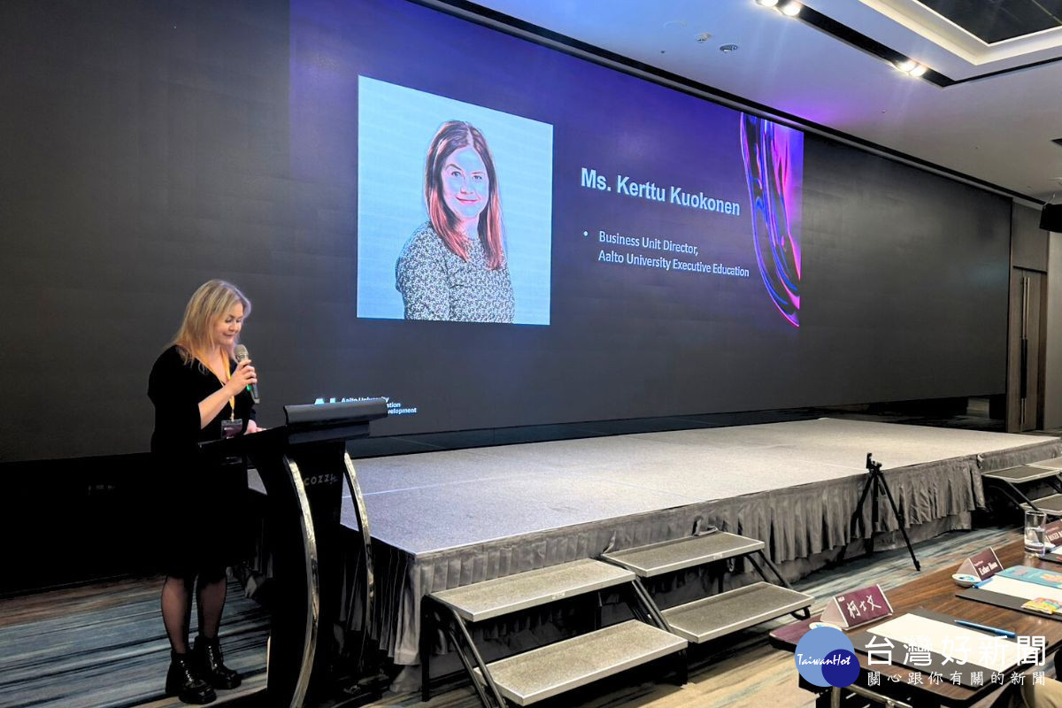 Aalto芬蘭阿爾托大學Kerttu Kuokonen執行長簡報。（照片/中央大學）<br />

