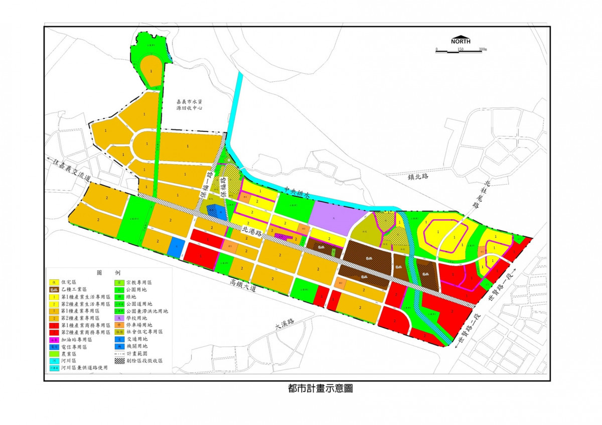 嘉義市北港路兩側土地產業發展專區細部計畫示意圖／嘉義市府提供