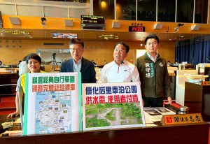 謝志忠議員建議市府精選經典自行車道，頒發完騎認證標章。