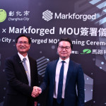 林世賢市長與陳中欣總經理攜手要一起打造無人載具與數位鍛造示範城市。圖／彰化市公所提供