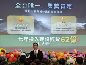 林世賢就職7週年提出城市新藍圖，以綠能AI與國際結盟推動產業升級。圖／記者鄧富珍攝