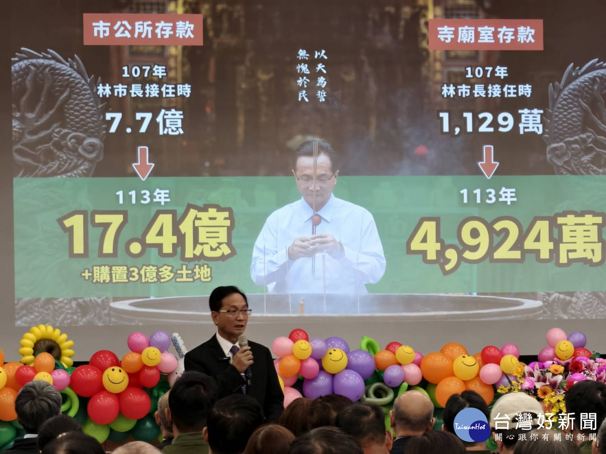 林世賢就職7週年提出城市新藍圖,以綠能AI與國際結盟推動產業升級。圖/記者鄧富珍攝