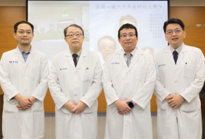 團隊成員左起：心臟血管外科蔡孟達主任、心臟血管科蔡惟全主任、心臟血管科黃睦翔醫師、內科部劉秉彥主任