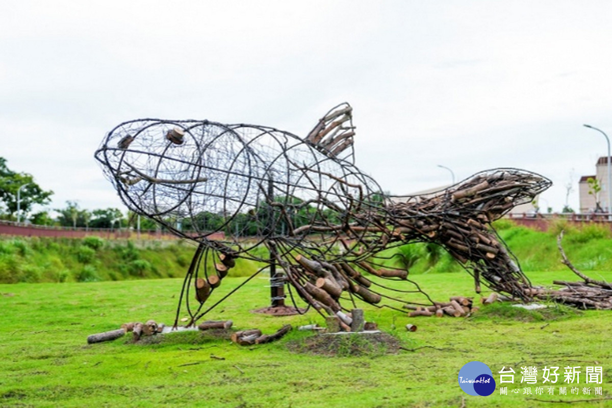 大仁滯洪池馬口魚裝置藝術。<br />
