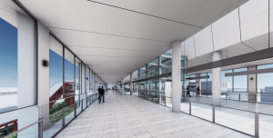 中捷藍線B01站川堂層模擬圖。