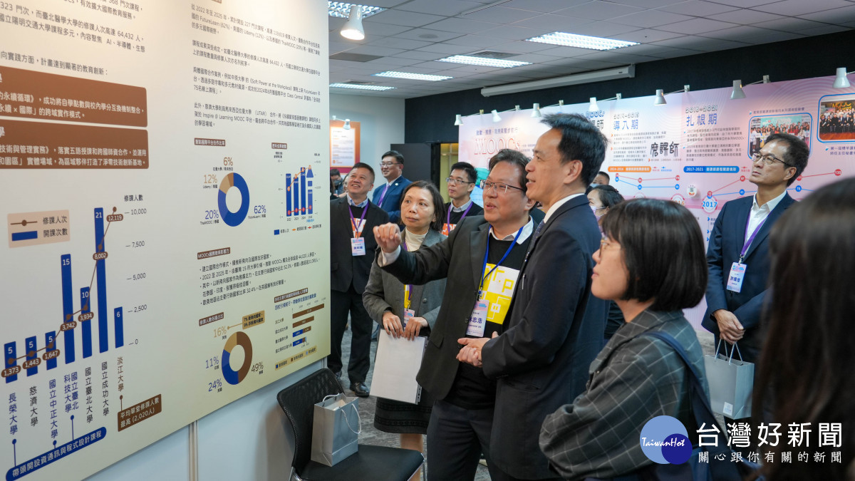 中原大學向教育部及與會貴賓介紹聯盟數位學習推展成果。