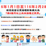 115年1月1日至2月28日期間，擴大新冠疫苗公費對象為「滿6個月以上尚未接種之民眾」/嘉義市府提供