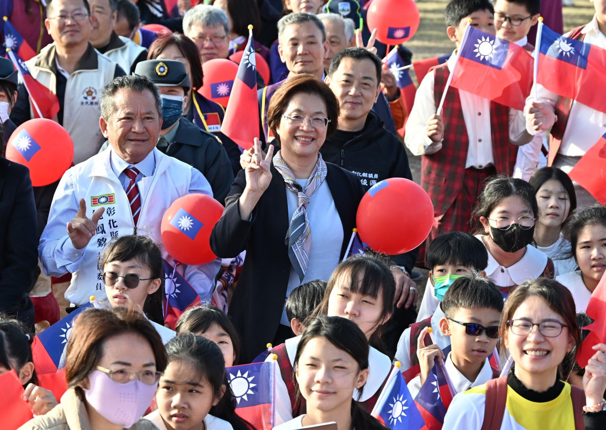 鹿港元旦升旗迎2026，王惠美表示改造彰化持續向前。圖／彰化縣政府提供