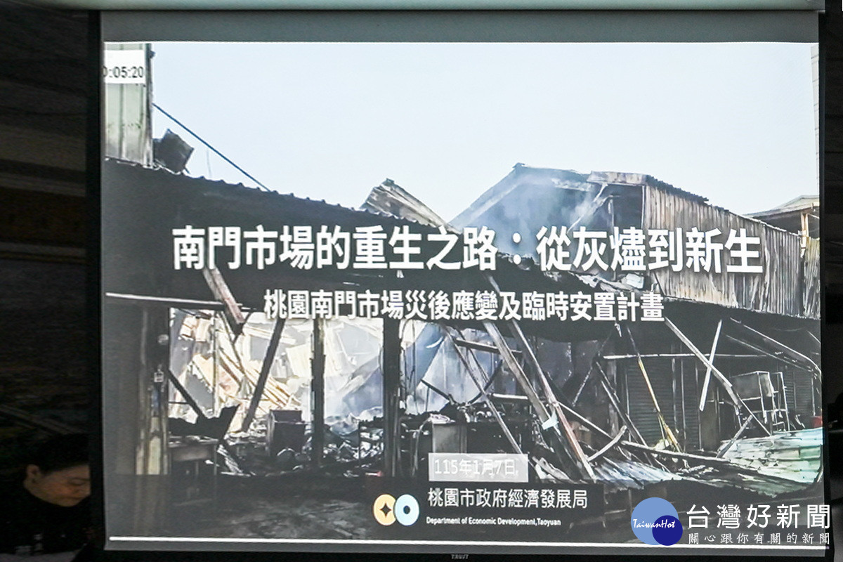 桃園市政府市政會議中進行「桃園市傳統市場消防安全」專題報告。<br />
