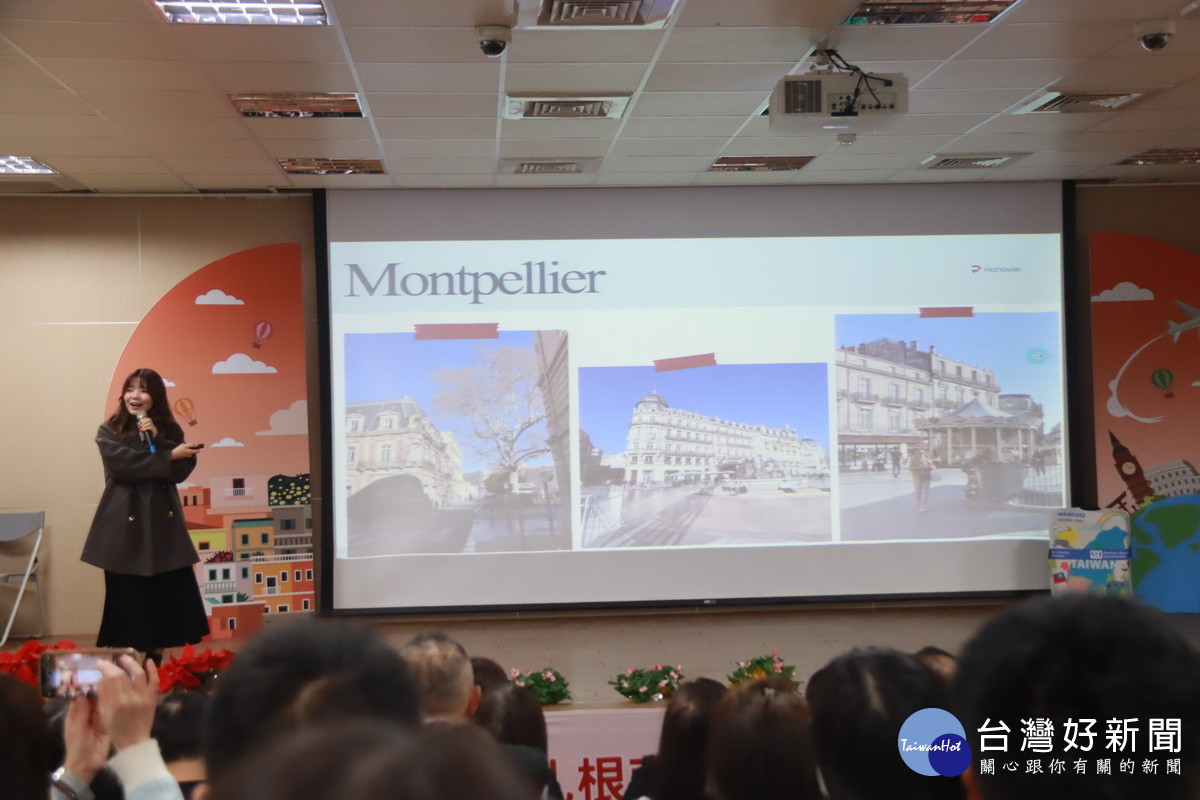 謝同學分享法國交換生經歷。（記者扶小萍攝）