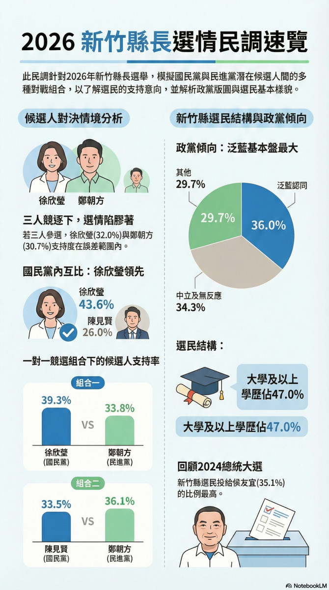根據民調顯示,國民黨立委徐欣瑩不僅在藍綠對決中取得領先,在三人競逐下仍能維持第一。