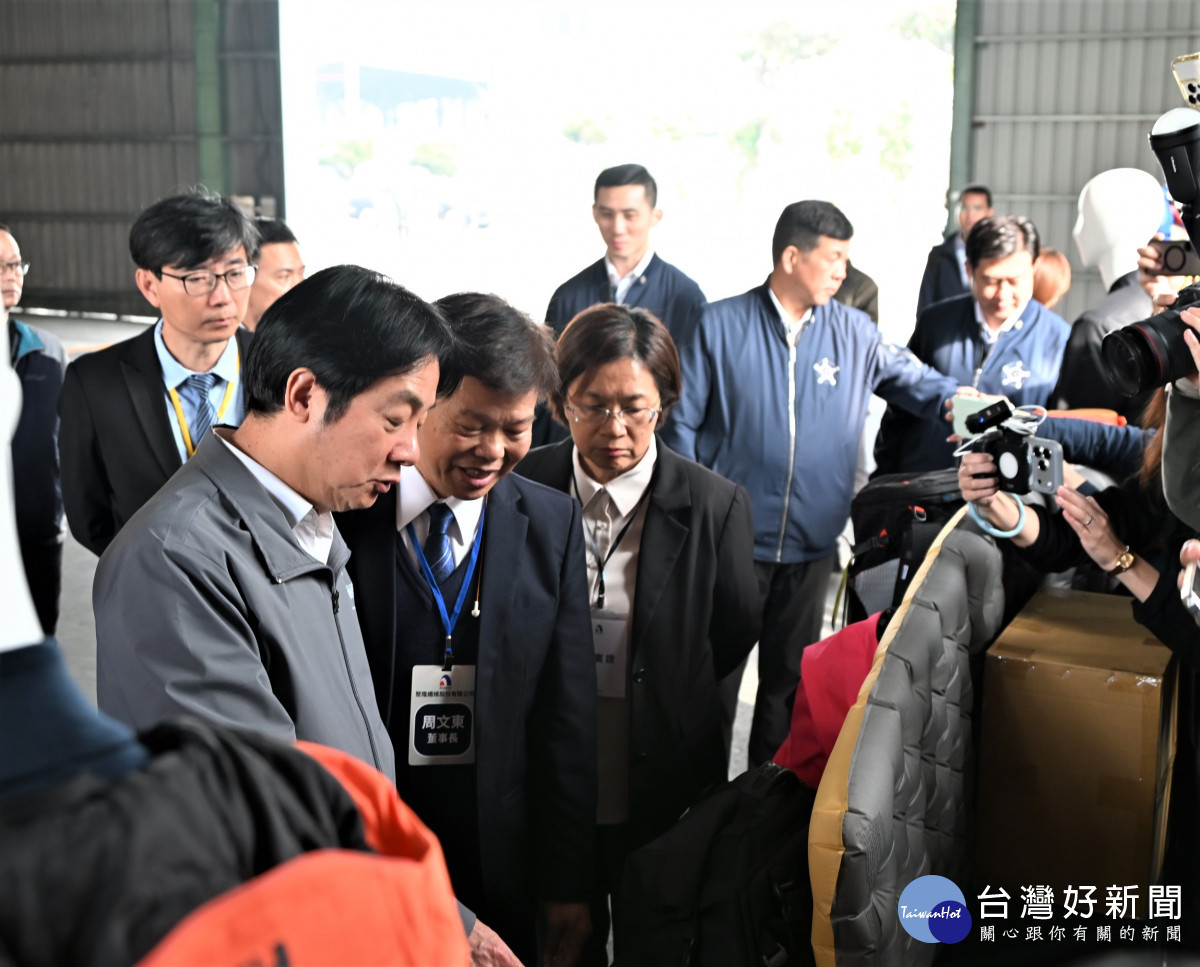 賴總統蒞臨彰化關心紡織產業，縣府籲中央加強支持傳統產業轉型。圖／彰化縣政府提供