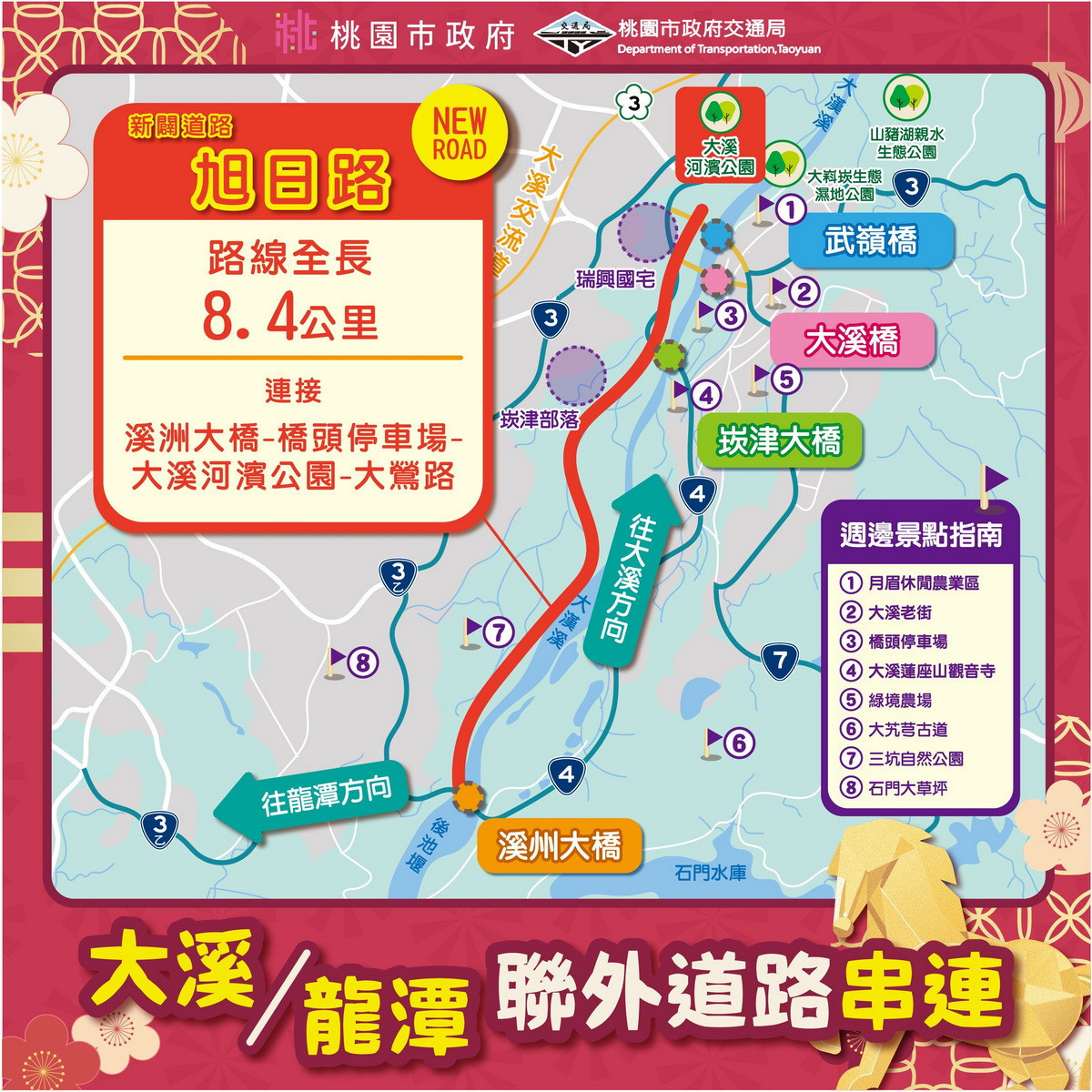 2026春節懶人包-大溪新闢道路旭日路動線。<br />

