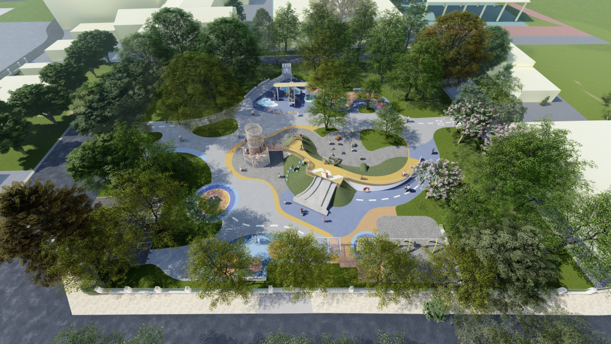 福興大興國小旁自然遊戲場動土，打造飛行主題共融樂園。圖／彰化縣政府提供