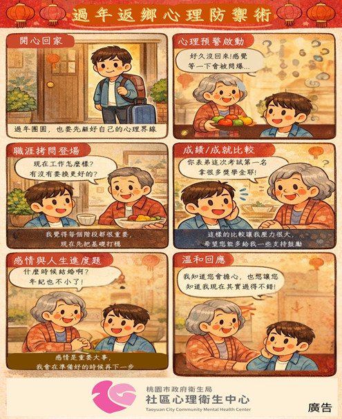 面對年節長輩關心式提問　桃園心衛中心3招教你溫柔又有界線的錦囊妙句