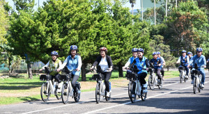 二水啟用MOOVO公共自行車，打造低碳慢遊與通勤新里程。圖／彰化縣政府提供