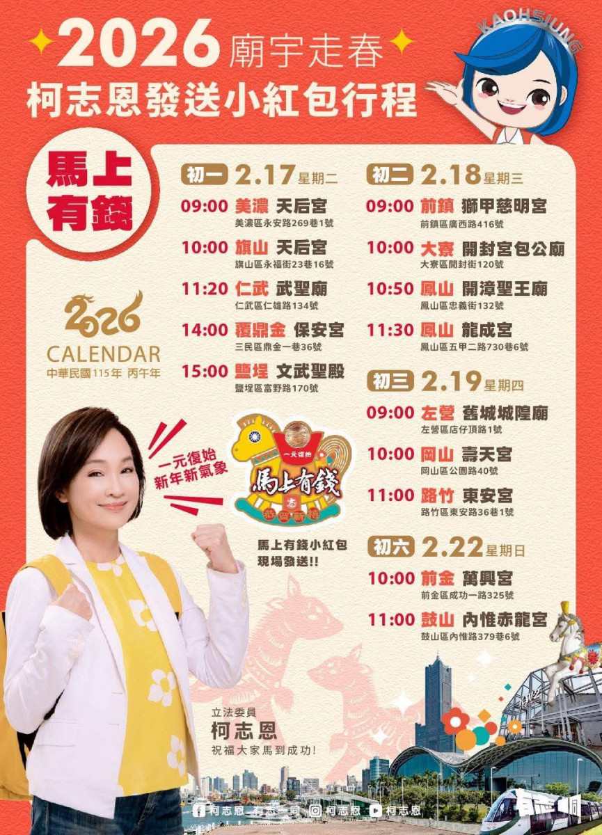 走春祈福　全方位布局　柯志恩大年初一連掃五廟拼人氣