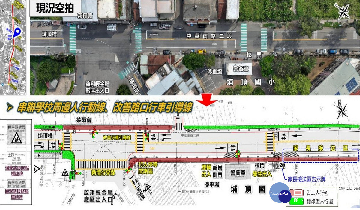 「新屋區中華南路一段（福九路至高鐵南路七段）道路拓寬工程」-串聯學校周邊人行。