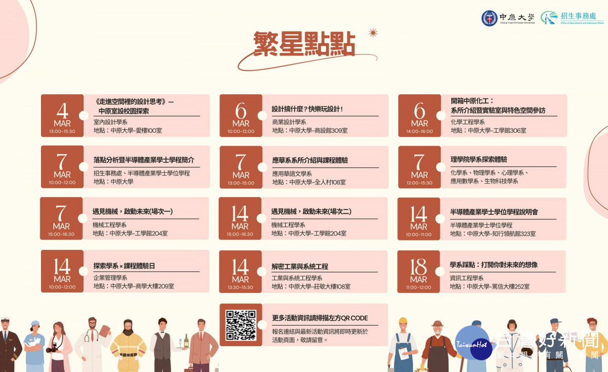 中原大學為高中生推出「大學體驗」系列活動,安排精采講座與學系探索,協助考生逐夢大學。