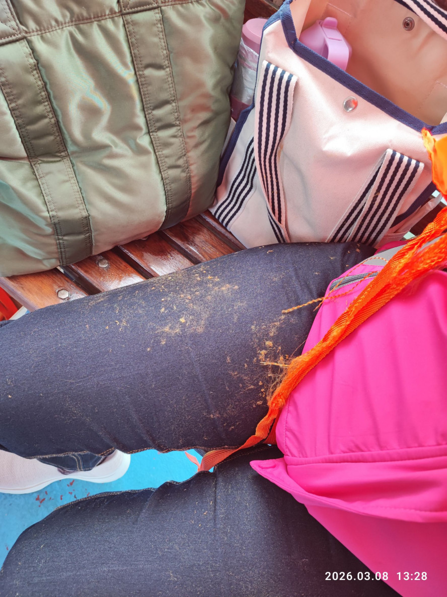 業者提供的救生衣需以尼龍繩穿孔綁繩固定，但多條繩索早已氧化脆化甚至斷裂。