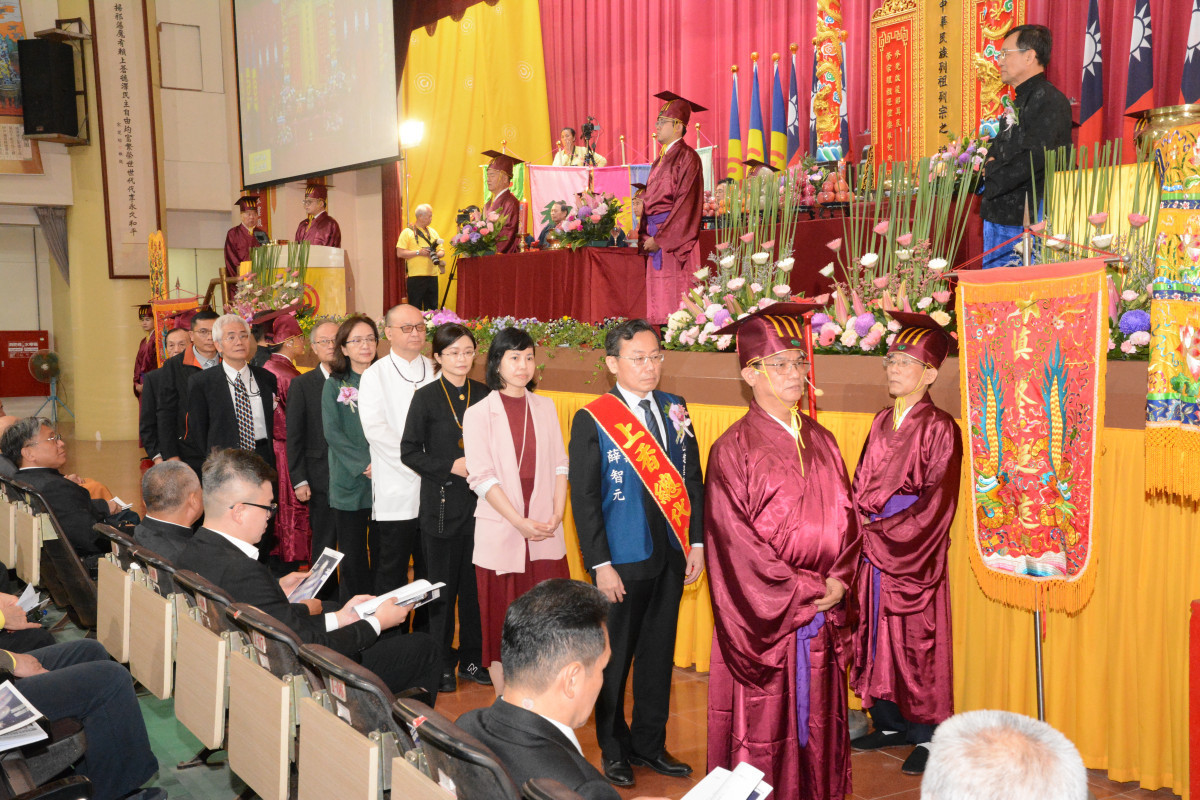 總主祭及初獻禮主祭中國宗教徒協會釋明光大和尚致詞。圖／帝教總會提供