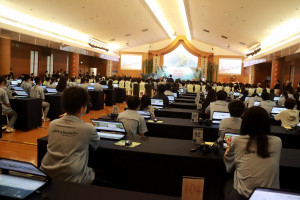 第五屆南投縣市盃環保防災勇士PK賽於慈濟南投聯絡處舉行開幕。（記者扶小萍攝）