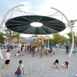 東區的十全公園遊戲場擁有大面積的遮陰環境