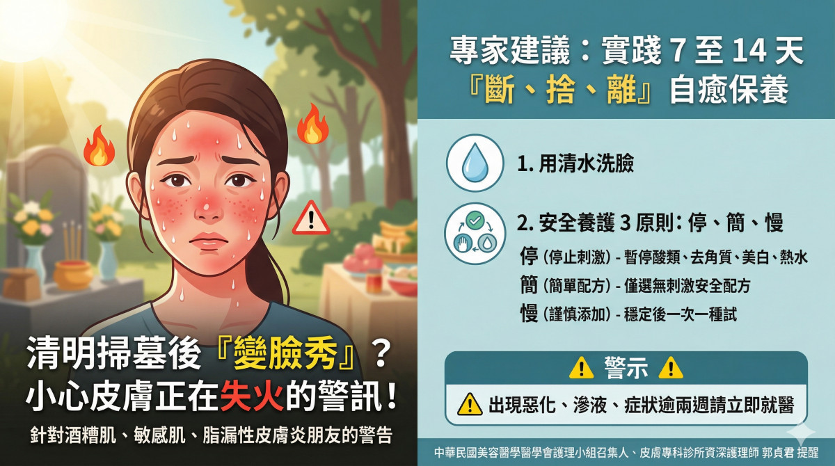 清明掃墓「變臉」變酒糟？　資深護理師示警：曬後保養太急恐讓皮膚「失火」