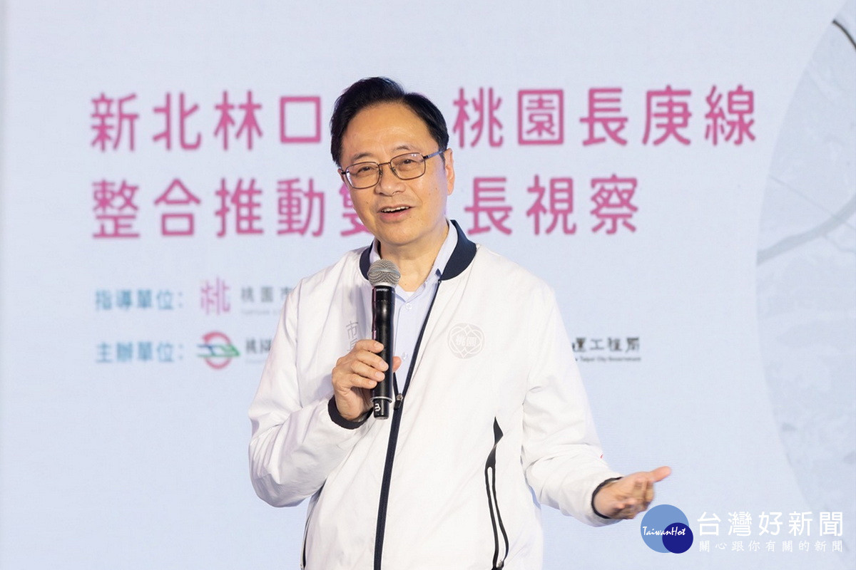 桃園市長張善政致詞。<br />