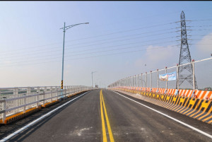 縣道145甲線崙子大橋改建拓寬工程，現已完成第一階段北上線(嘉義往雲林方向)新橋施作/翻攝照片