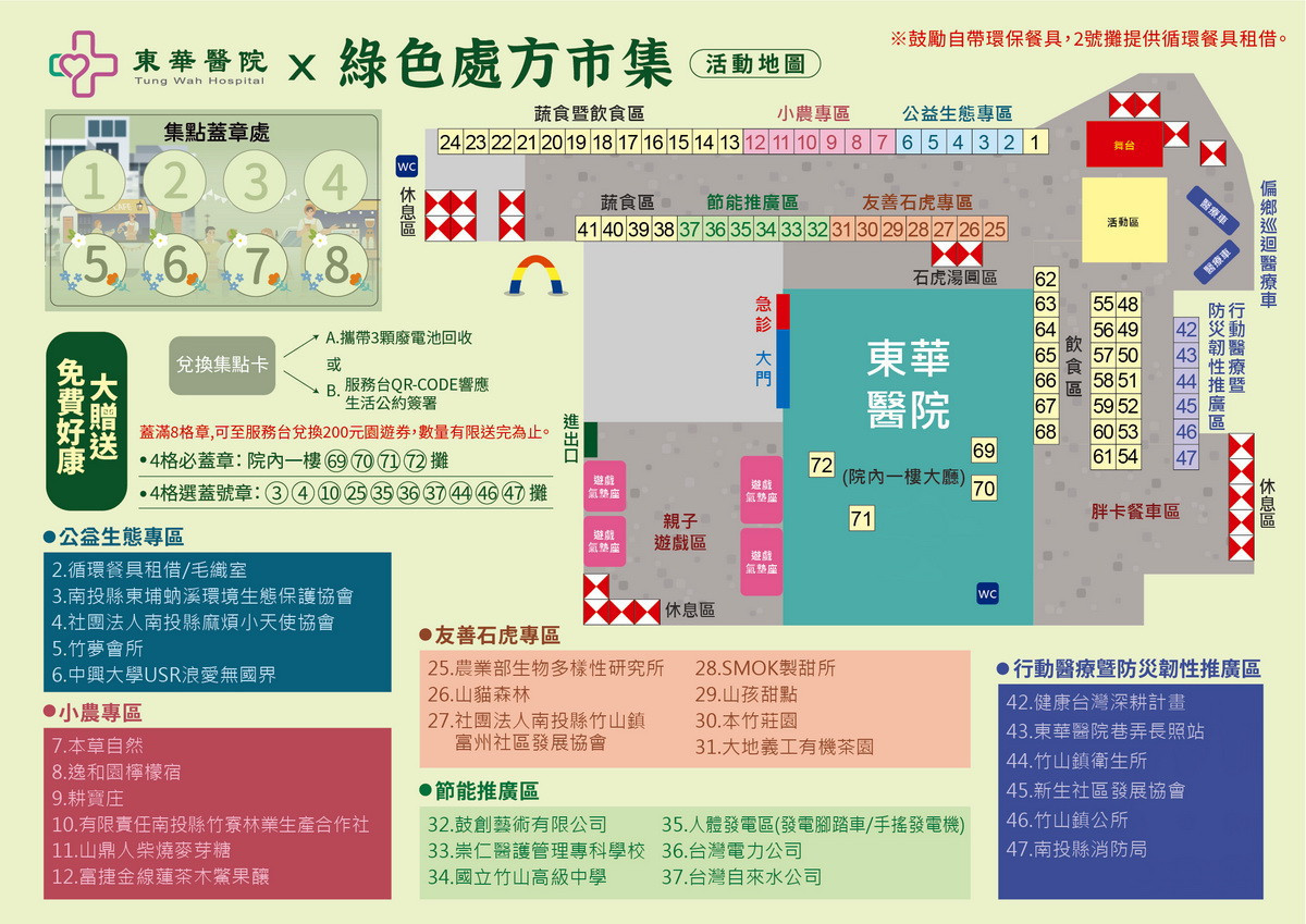 東華醫院綠色市集安排綠色講座，聽完可兌換園遊券。（東華醫院提供）<br />
