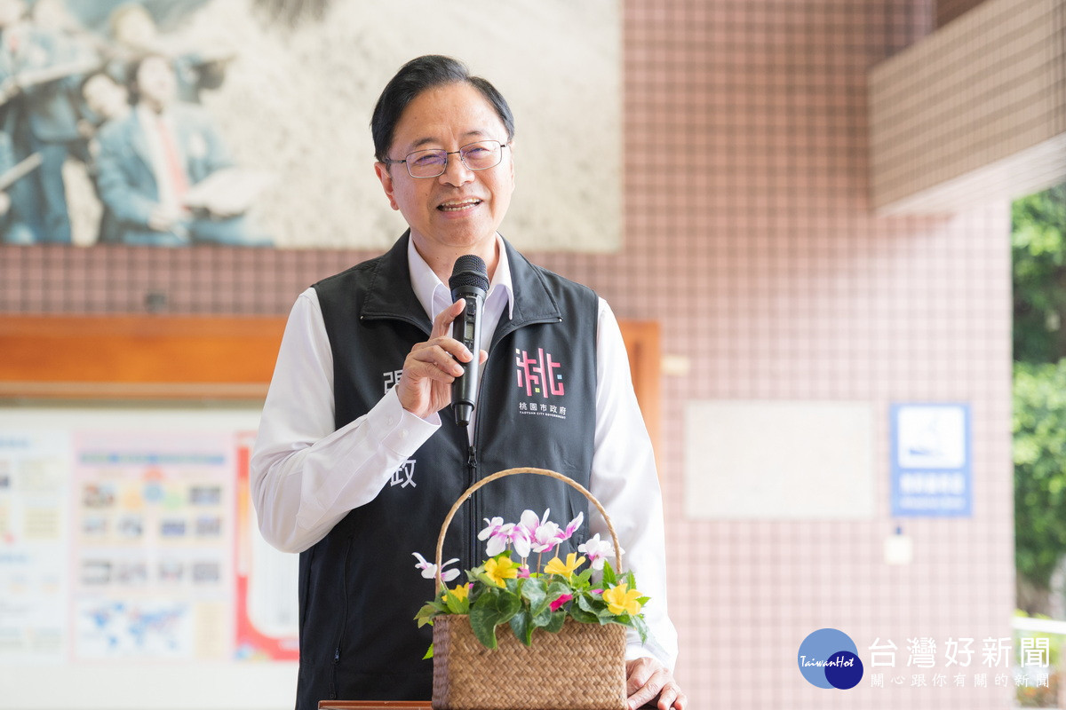 桃園市長張善政於「陽明高中取得Google for Education Premier Reference School認證揭牌活動」中致詞。<br />
