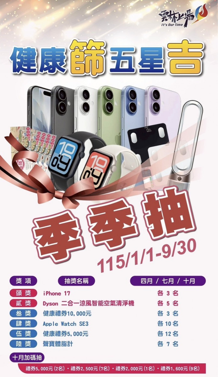 參與「健康篩五星吉」可免登錄輕鬆參與「季季抽好禮」活動／林詩涵翻攝