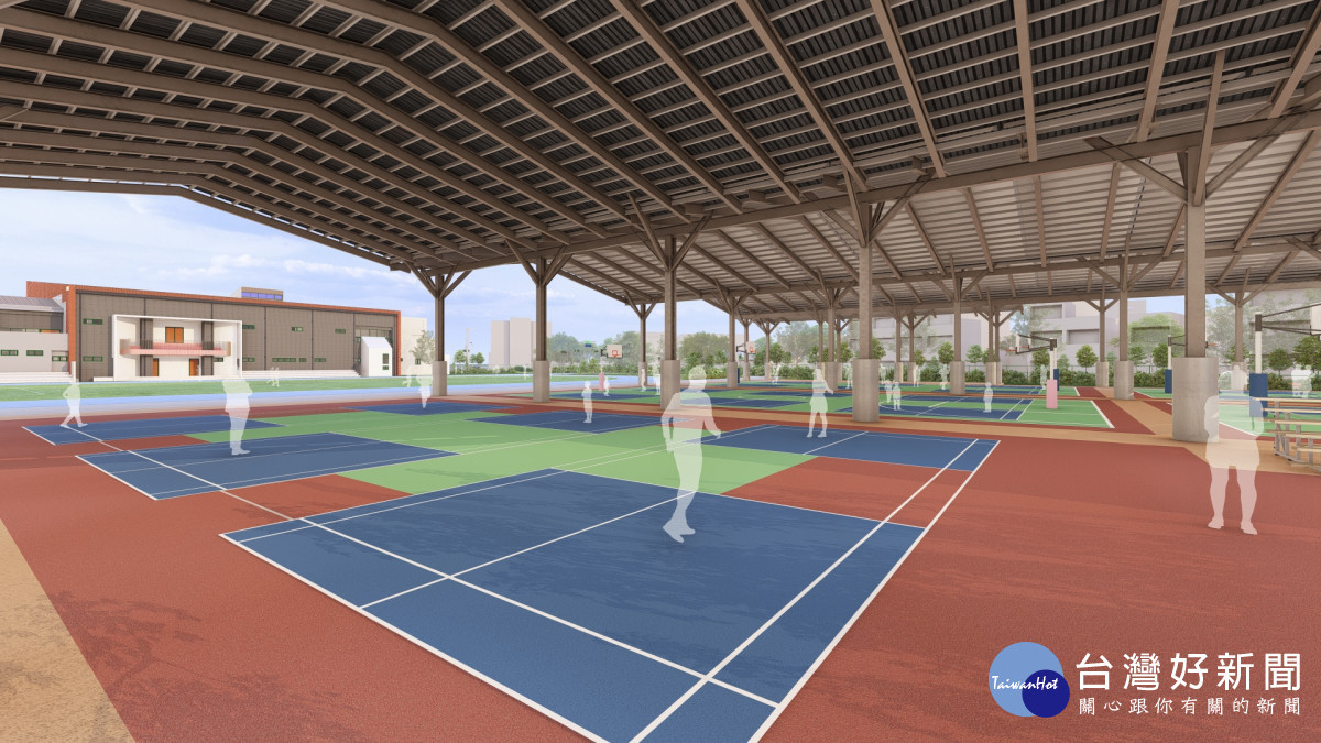 鹿江國際中小學打造匹克球綜合球場，球場模擬圖。圖／彰化縣政府提供