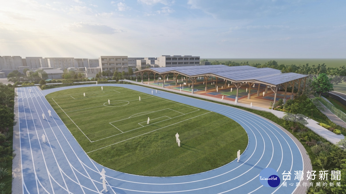 鹿江國際中小學打造匹克球綜合球場，球場模擬圖。圖／彰化縣政府提供