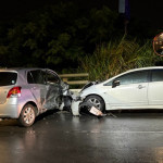 新屋區東福路發生死亡車禍，事故車輛橫停路中，警方到場封鎖調查。