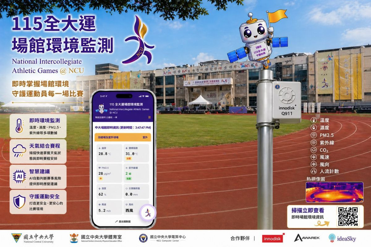 這套系統只要用手機打開瀏覽器，就能即時查看所有氣象監測資訊，讓全大運更安全、更智慧。